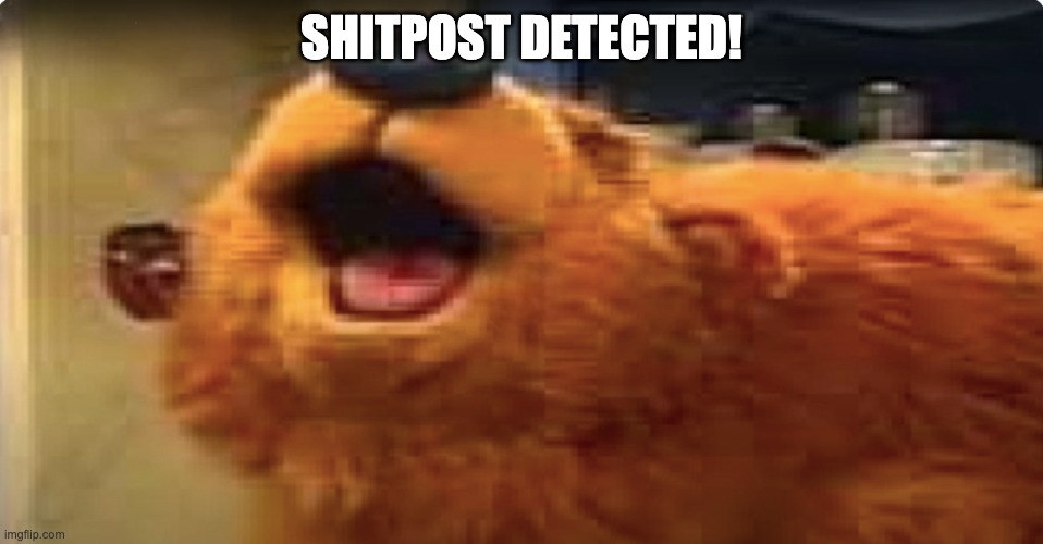 bear nutting | SHITPOST DETECTED! | image tagged in bear nutting | made w/ Imgflip meme maker