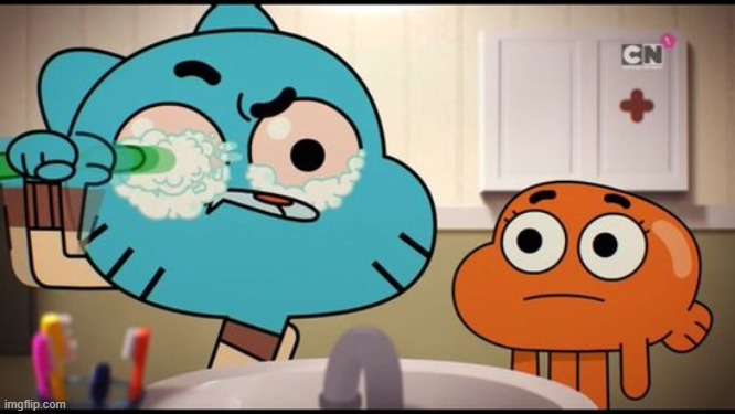 Gumball Washing His Eye | image tagged in gumball washing his eye | made w/ Imgflip meme maker