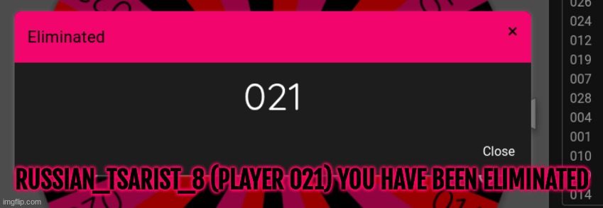 RUSSIAN_TSARIST_8 (PLAYER 021) YOU HAVE BEEN ELIMINATED | made w/ Imgflip meme maker