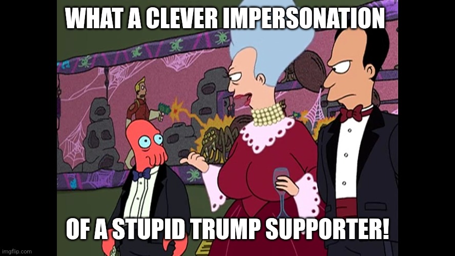 WHAT A CLEVER IMPERSONATION; OF A STUPID TRUMP SUPPORTER! | made w/ Imgflip meme maker