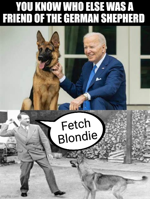 YOU KNOW WHO ELSE WAS A FRIEND OF THE GERMAN SHEPHERD Fetch Blondie | made w/ Imgflip meme maker