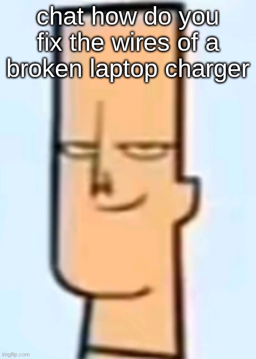 trent | chat how do you fix the wires of a broken laptop charger | image tagged in trent | made w/ Imgflip meme maker