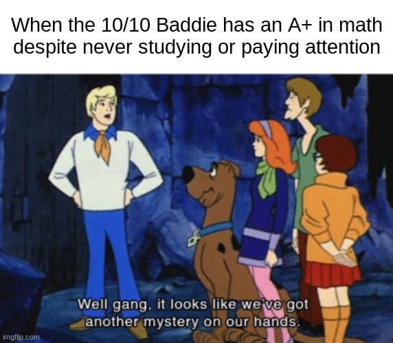 ANother mysterY | When the 10/10 Baddie has an A+ in math despite never studying or paying attention | image tagged in we ve got another mystery | made w/ Imgflip meme maker