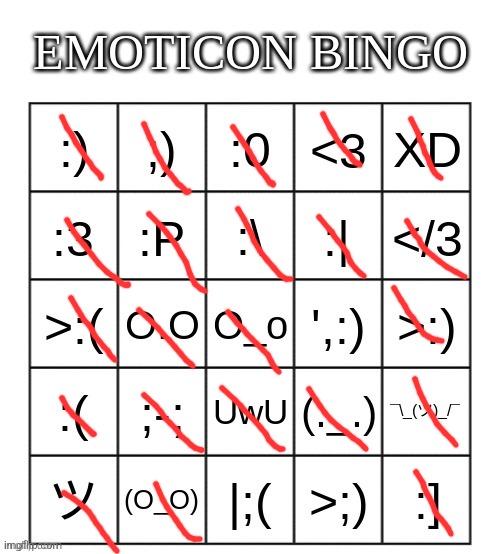 crazy | image tagged in emoticon bingo | made w/ Imgflip meme maker