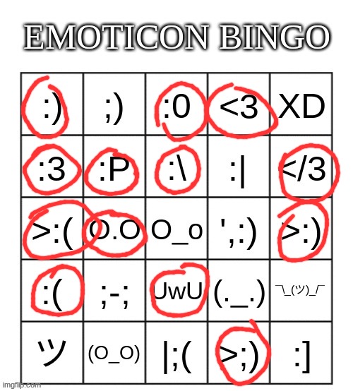 qhar | image tagged in emoticon bingo | made w/ Imgflip meme maker