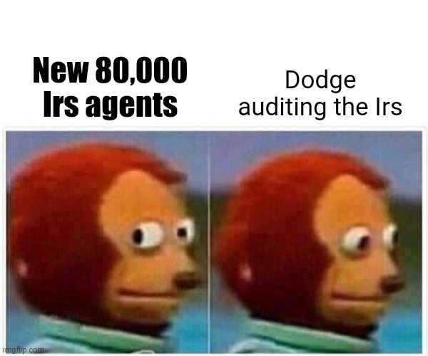 Monkey Puppet Meme | New 80,000
Irs agents Dodge auditing the Irs | image tagged in memes,monkey puppet | made w/ Imgflip meme maker