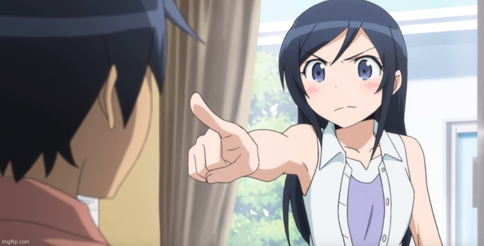 anime girl pointing at you | image tagged in anime girl pointing at you | made w/ Imgflip meme maker