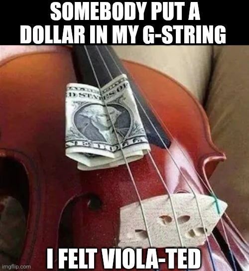 Somebody Put A Dollar In My G-String I Felt Viola-ted | SOMEBODY PUT A DOLLAR IN MY G-STRING; I FELT VIOLA-TED | image tagged in chris joines | made w/ Imgflip meme maker