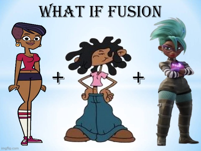 What if Stephanie + Cree + Victoria | image tagged in what if this character fuses 2,total drama,paw patrol,codename kids next door,darker skin,pink shirt | made w/ Imgflip meme maker