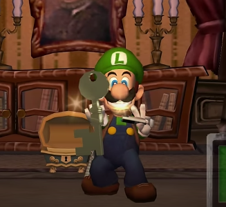 Luigi with a key Blank Meme Template