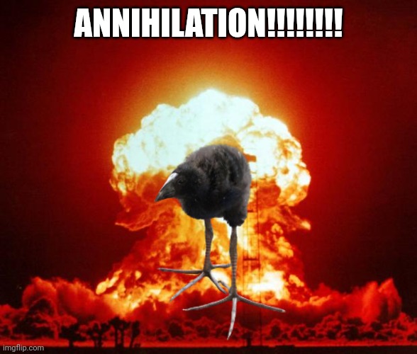 Nuke | ANNIHILATION!!!!!!!! | image tagged in nuke | made w/ Imgflip meme maker