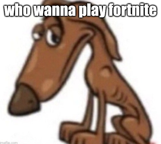 sad dog | who wanna play fortnite | image tagged in sad dog | made w/ Imgflip meme maker