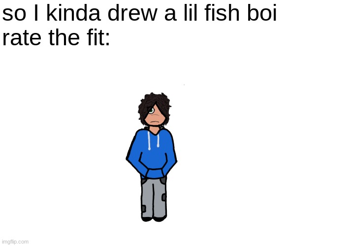 I drew Sebastian from Pressure as a human | so I kinda drew a lil fish boi
rate the fit: | image tagged in roblox,drawings,rate my fit,drip | made w/ Imgflip meme maker