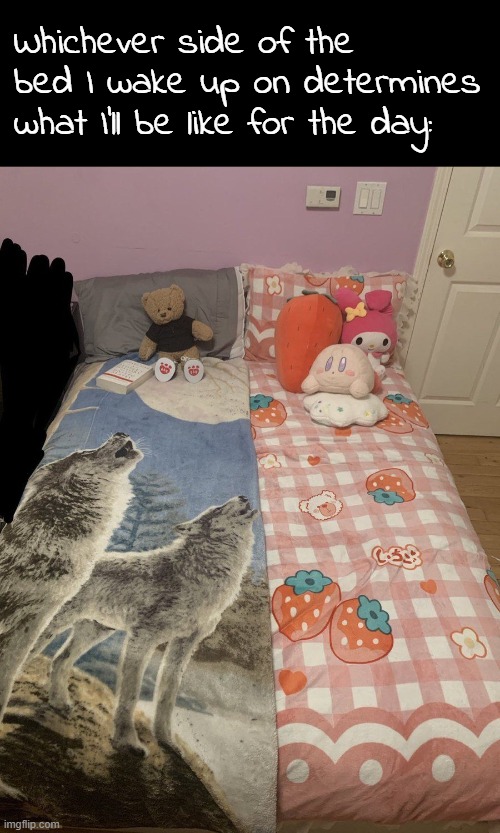 Whichever side of the bed I wake up on determines what I'll be like for the day: | made w/ Imgflip meme maker