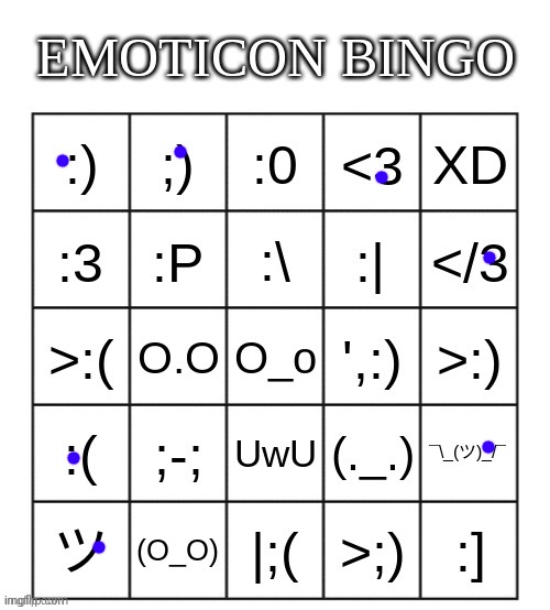 emojicons are corny ngl | image tagged in emoticon bingo | made w/ Imgflip meme maker