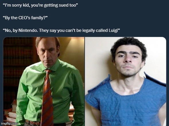 Luigi | image tagged in luigi,luigi mangione,repost,reposts,memes,nintendo | made w/ Imgflip meme maker