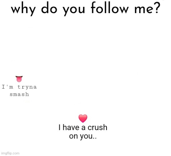 Why do you follow me | image tagged in why do you follow me | made w/ Imgflip meme maker