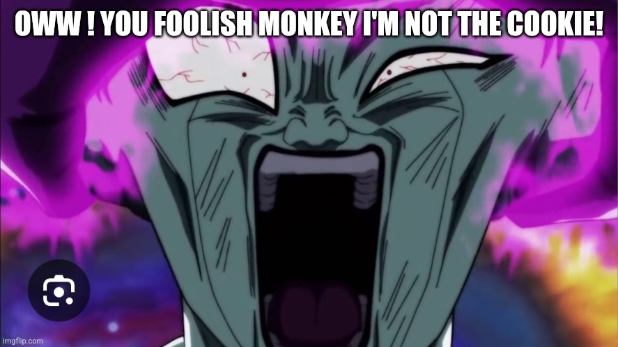 Freiza | OWW ! YOU FOOLISH MONKEY I'M NOT THE COOKIE! | image tagged in freiza | made w/ Imgflip meme maker