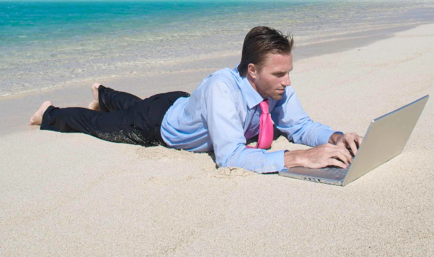 Beach working Blank Meme Template