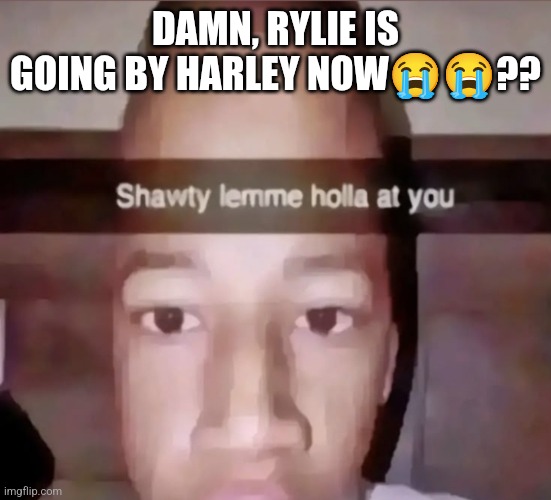 Shawty lemme holla at you | DAMN, RYLIE IS GOING BY HARLEY NOW😭😭?? | image tagged in shawty lemme holla at you | made w/ Imgflip meme maker