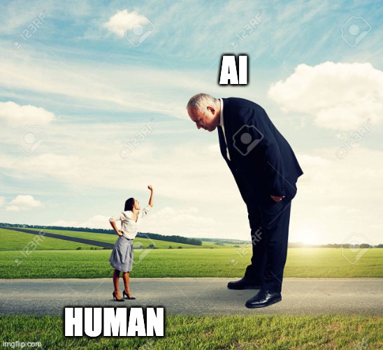 Big and little | AI; HUMAN | image tagged in big and little | made w/ Imgflip meme maker