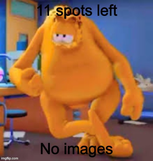 Garfield show | 11 spots left; No images | image tagged in garfield show | made w/ Imgflip meme maker