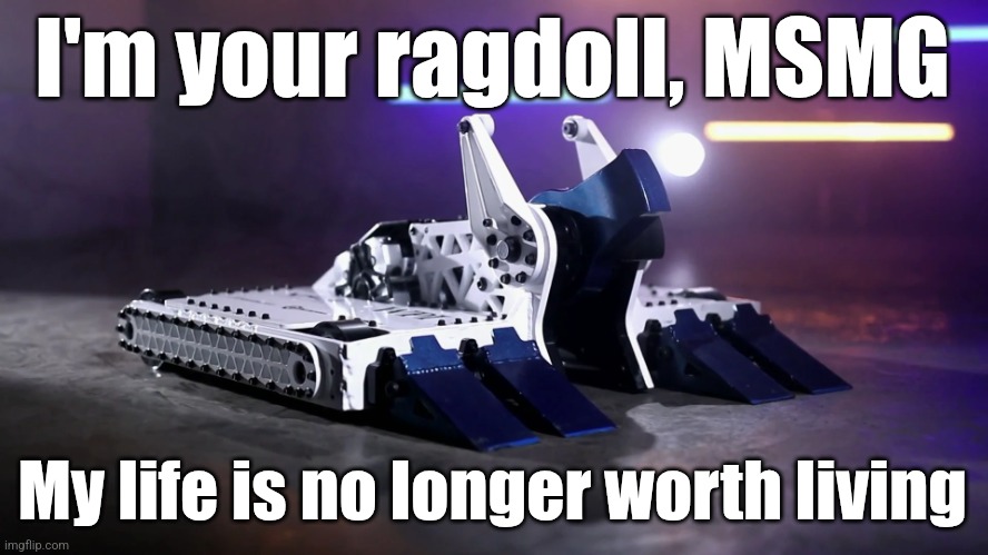 BiteForce | I'm your ragdoll, MSMG; My life is no longer worth living | image tagged in biteforce | made w/ Imgflip meme maker