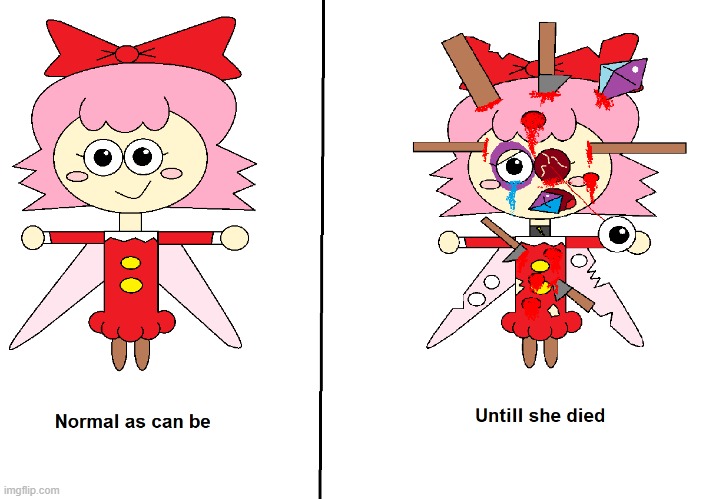 The Torture Of Ribbon | image tagged in kirby,gore,funny,cute,parody,fanart | made w/ Imgflip meme maker