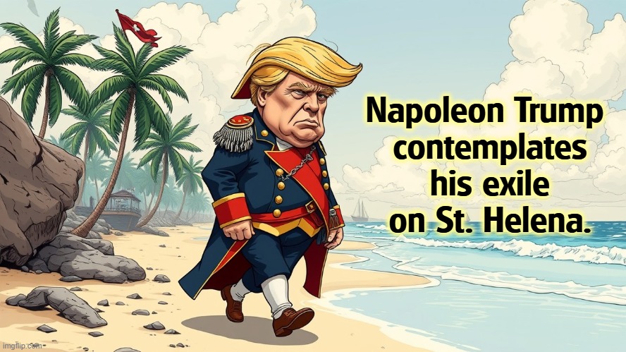 Napoleon Trump 
contemplates his exile on St. Helena. | image tagged in trump,napoleon,exile,st helena,defeat,loser | made w/ Imgflip meme maker