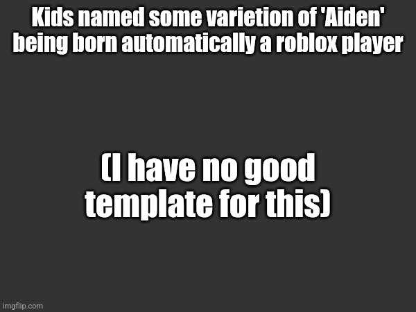 ㅤ | Kids named some varietion of 'Aiden' being born automatically a roblox player; (I have no good template for this) | image tagged in roblox | made w/ Imgflip meme maker