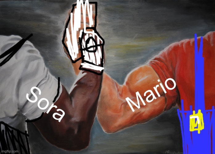 Epic Handshake | Mario; Sora | image tagged in memes,epic handshake | made w/ Imgflip meme maker