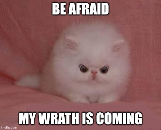 BE AFRAID | BE AFRAID MY WRATH IS COMING | image tagged in be afraid | made w/ Imgflip meme maker