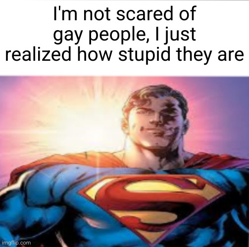 Superman starman meme | I'm not scared of gay people, I just realized how stupid they are | image tagged in superman starman meme | made w/ Imgflip meme maker