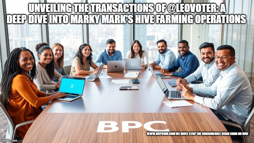 UNVEILING THE TRANSACTIONS OF @LEOVOTER: A DEEP DIVE INTO MARKY MARK'S HIVE FARMING OPERATIONS; WWW.BILPCOIN.COM WE MUST STOP THE BUILDAWHALE SCAM FARM ON HIVE | made w/ Imgflip meme maker