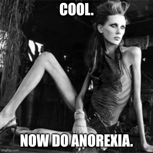 anorexia | COOL. NOW DO ANOREXIA. | image tagged in anorexia | made w/ Imgflip meme maker