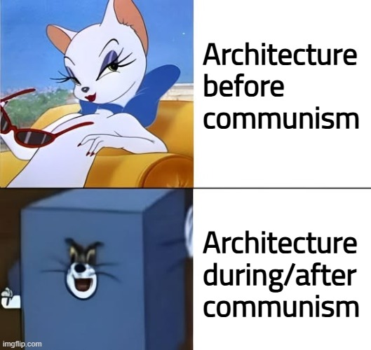 Architecture before communism; Architecture during/after communism | made w/ Imgflip meme maker