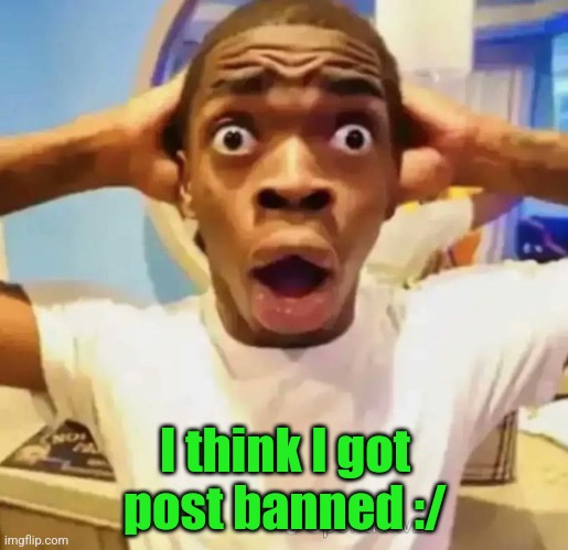 Help | I think I got post banned :/ | image tagged in shocked black guy | made w/ Imgflip meme maker