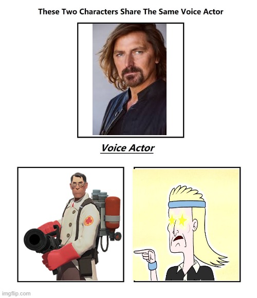 Robin Atkin Downes | image tagged in same voice actor,robin atkin downes,regular show,team fortress 2,valve,cartoon network | made w/ Imgflip meme maker