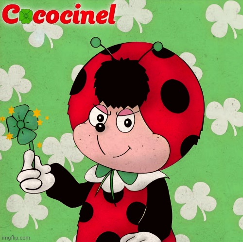 Cococinel 1992 (Cocomiel) | image tagged in cococinel cocomiel 1992,ladybug,clover,good luck | made w/ Imgflip meme maker