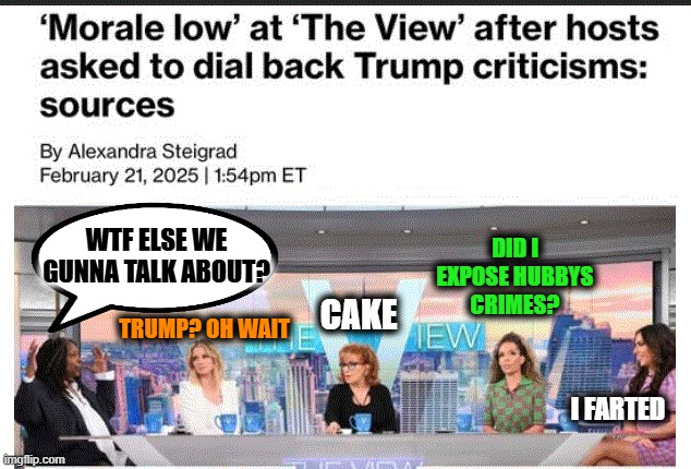 the "best" (lol) propaganda money can buy | DID I EXPOSE HUBBYS CRIMES? WTF ELSE WE GUNNA TALK ABOUT? CAKE; TRUMP? OH WAIT; I FARTED | image tagged in karens | made w/ Imgflip meme maker