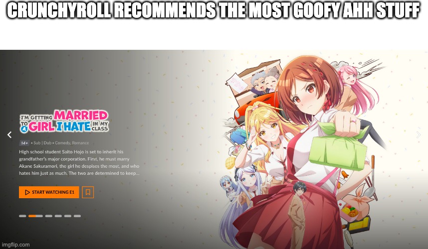 CRUNCHYROLL RECOMMENDS THE MOST GOOFY AHH STUFF | made w/ Imgflip meme maker