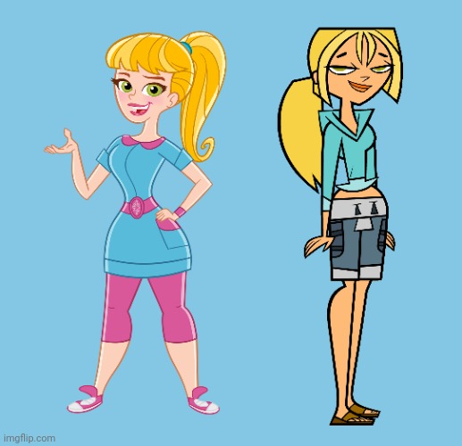 Marina and Bridgette (Blonde Ponytail) | image tagged in animated marina,bridgette,marina,total drama,fresh beat band,blondes in blue | made w/ Imgflip meme maker