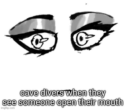 <3 | cave divers when they see someone open their mouth | image tagged in 3 | made w/ Imgflip meme maker