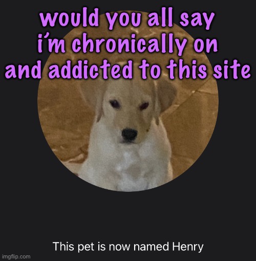 say hi to Henry | would you all say i’m chronically on and addicted to this site | image tagged in say hi to henry | made w/ Imgflip meme maker