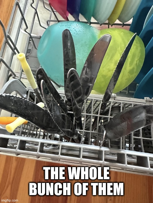 Butter knives | THE WHOLE BUNCH OF THEM | image tagged in butter knives | made w/ Imgflip meme maker