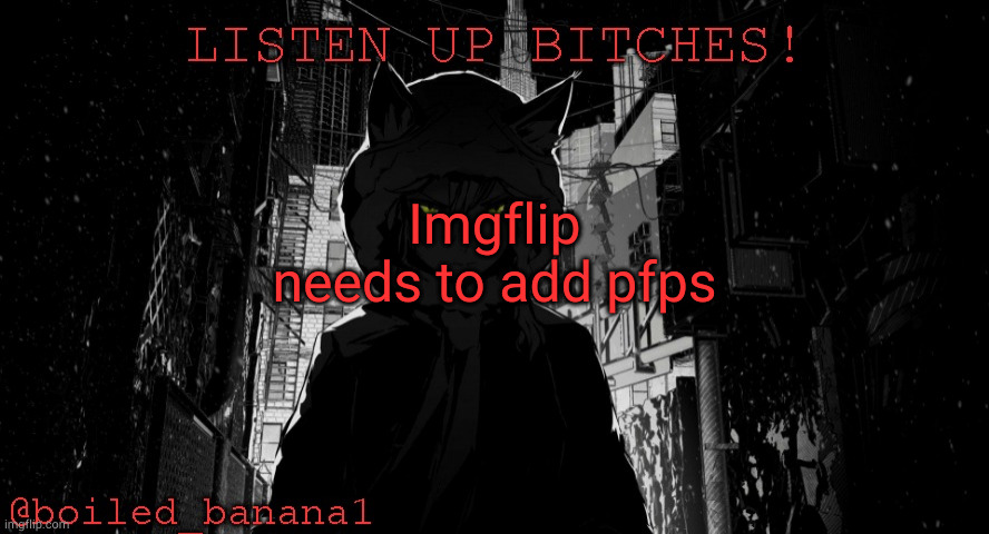 Imgflip needs to add pfps | image tagged in boiled_banana1 temp | made w/ Imgflip meme maker