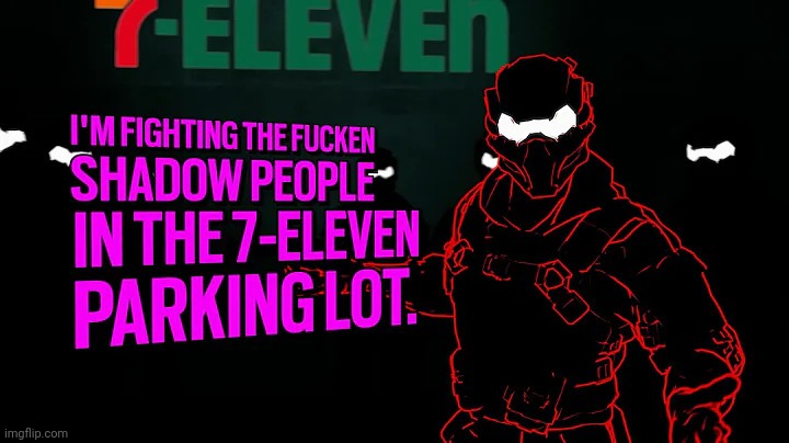 I'm fighting the shadow people in the 7-11 parking lot | image tagged in i'm fighting the shadow people in the 7-11 parking lot | made w/ Imgflip meme maker