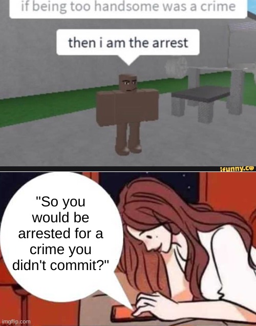 wow | "So you would be arrested for a crime you didn't commit?" | image tagged in rare,insults | made w/ Imgflip meme maker