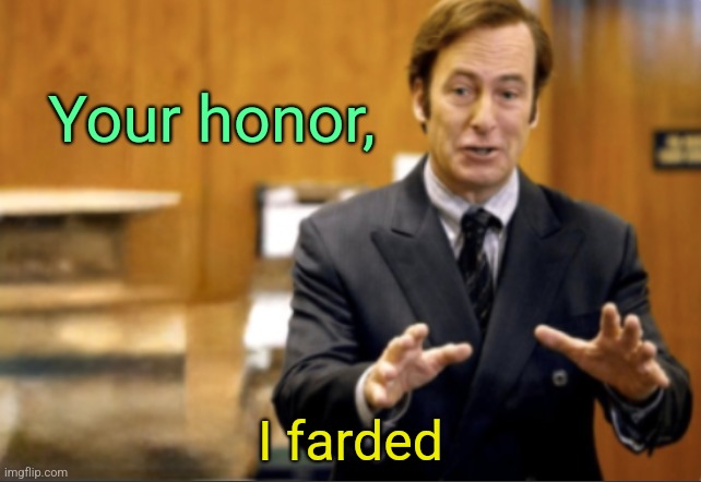 . | Your honor, I farded | image tagged in saul goodman defending | made w/ Imgflip meme maker