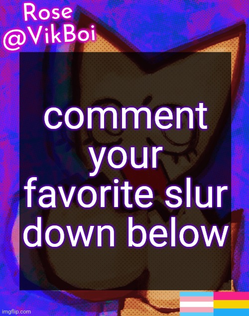 Rose's femtanyl Temp | comment your favorite slur down below | image tagged in rose's femtanyl temp | made w/ Imgflip meme maker